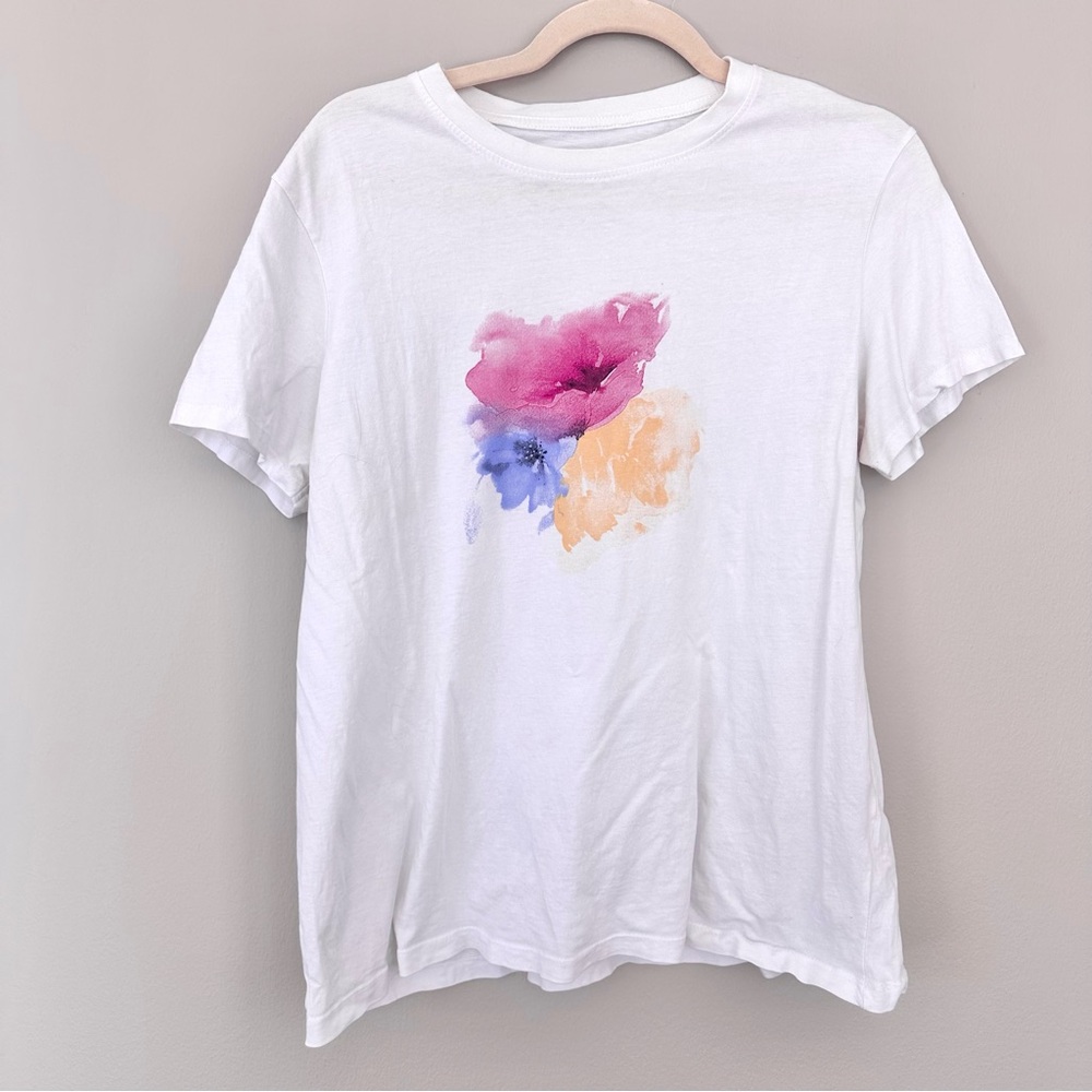 White T-Shirt with Floral Print